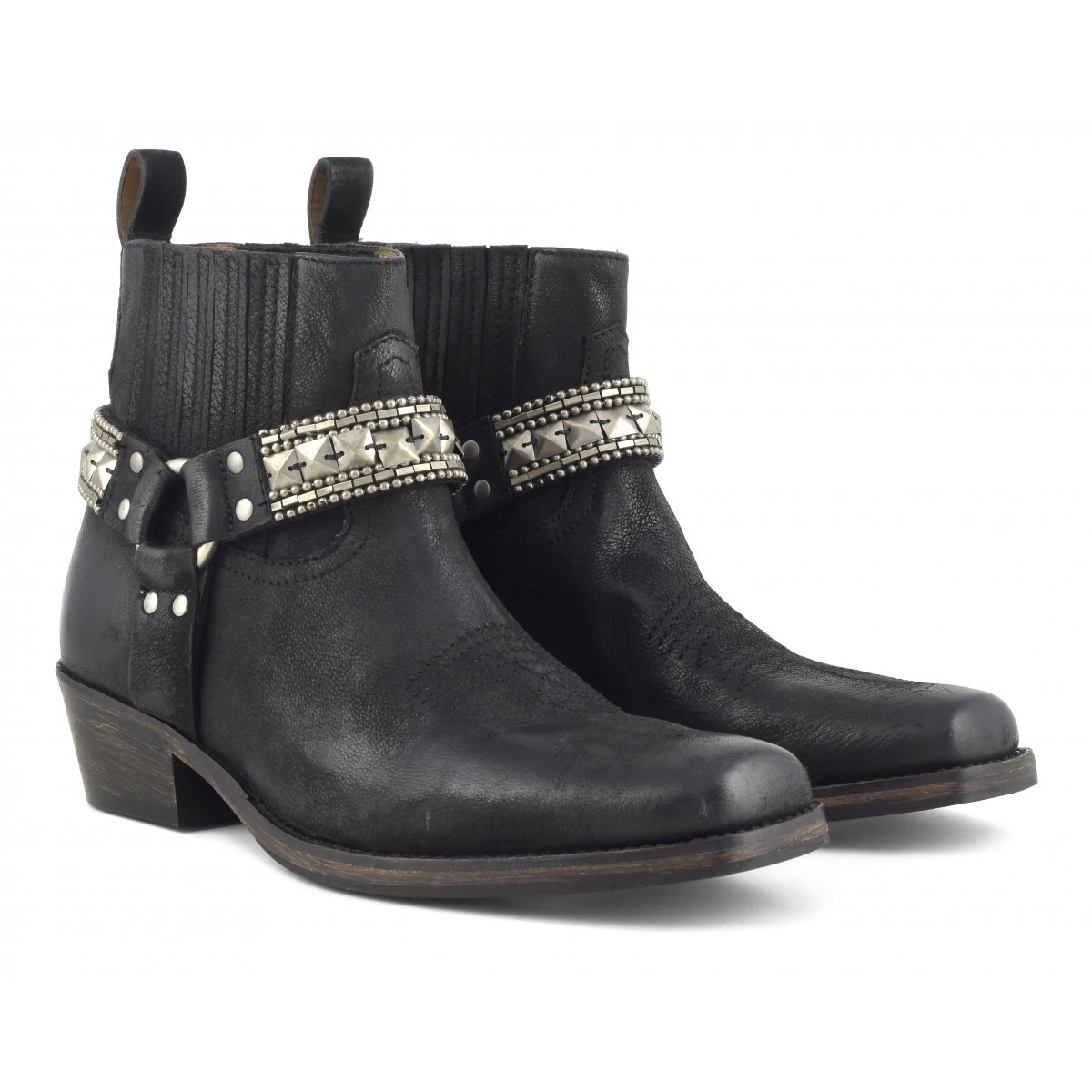 Stivaletto texano con ricamo sul cinturino