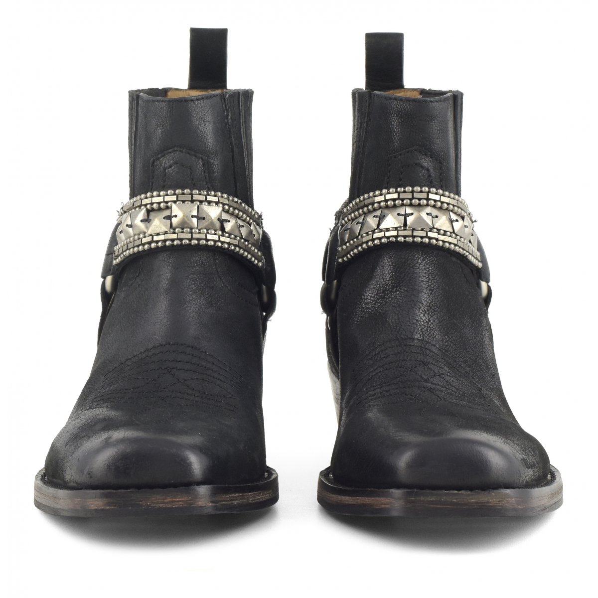 Stivaletto texano con ricamo sul cinturino