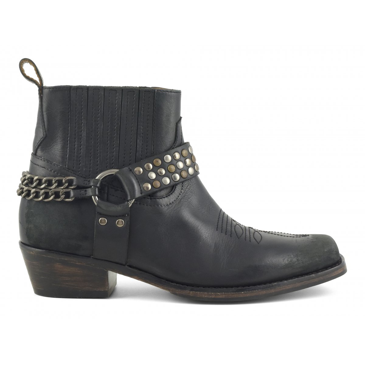 Texan boot with back chain and studs - Boots CoralBlue Women