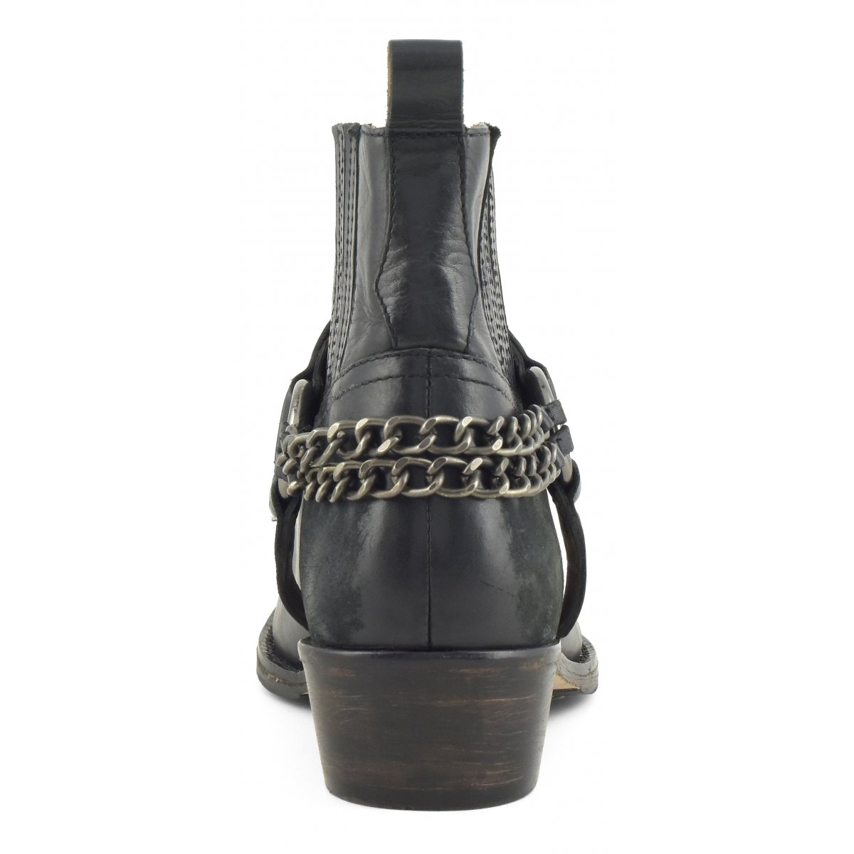 Stivaletto texano con borchie e catena