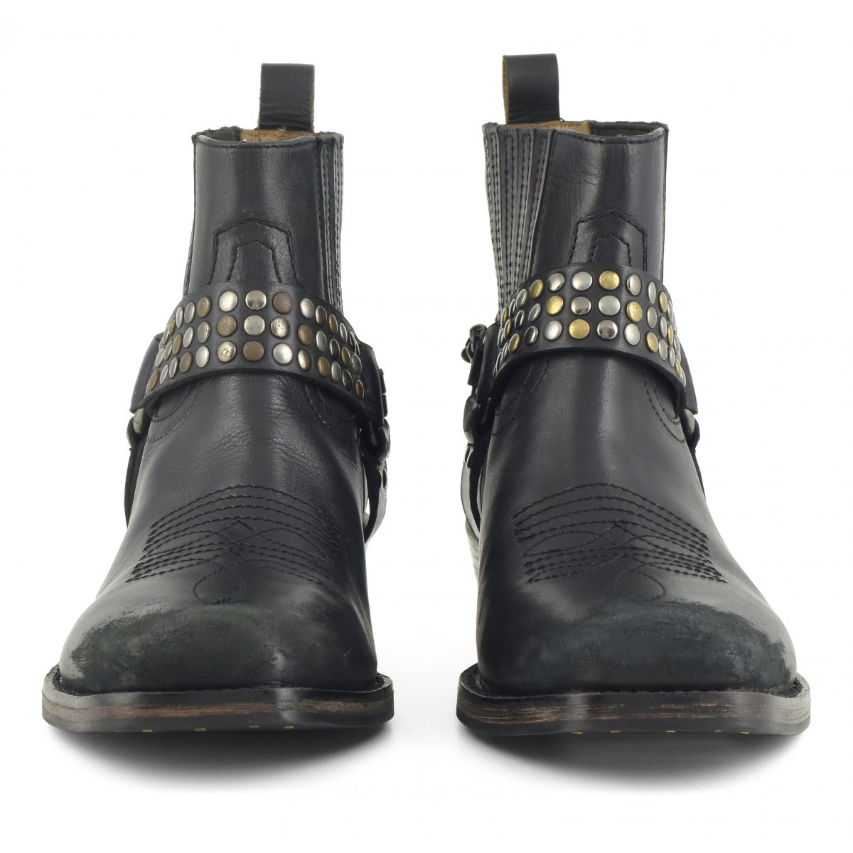 Stivaletto texano con borchie e catena