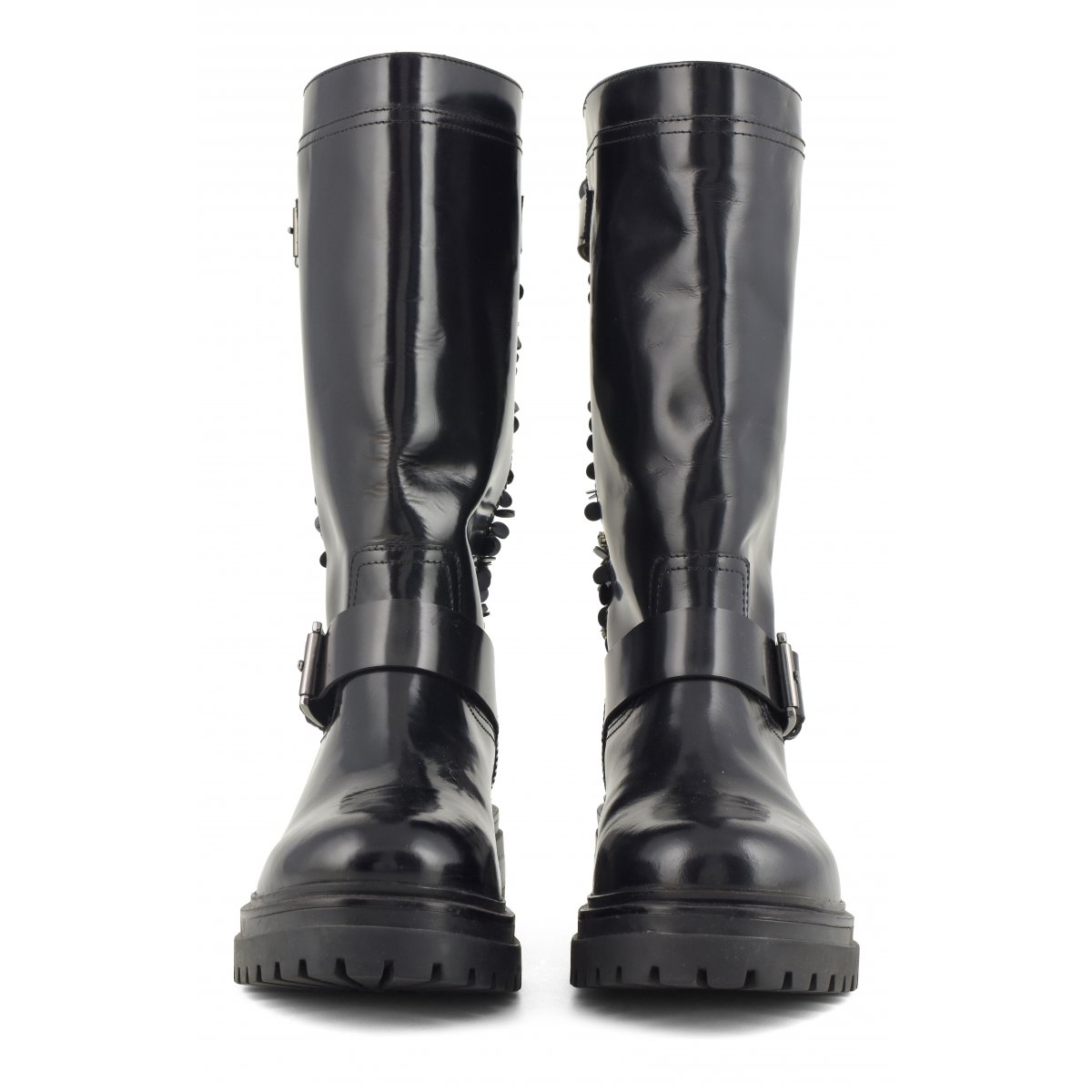 Biker Boot con ricamo pietre e paillettes