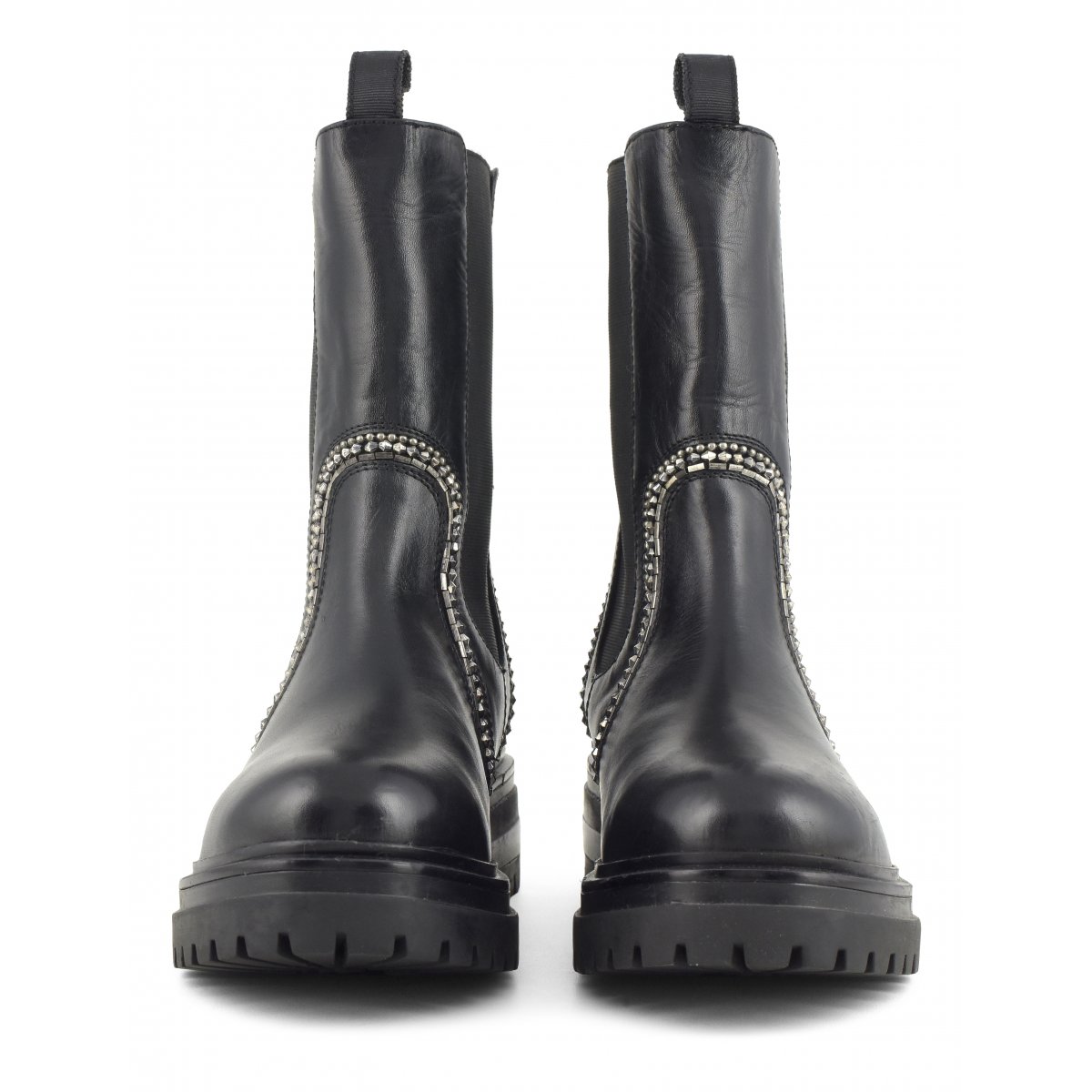 Biker Boot con elastico e ricamo bordi