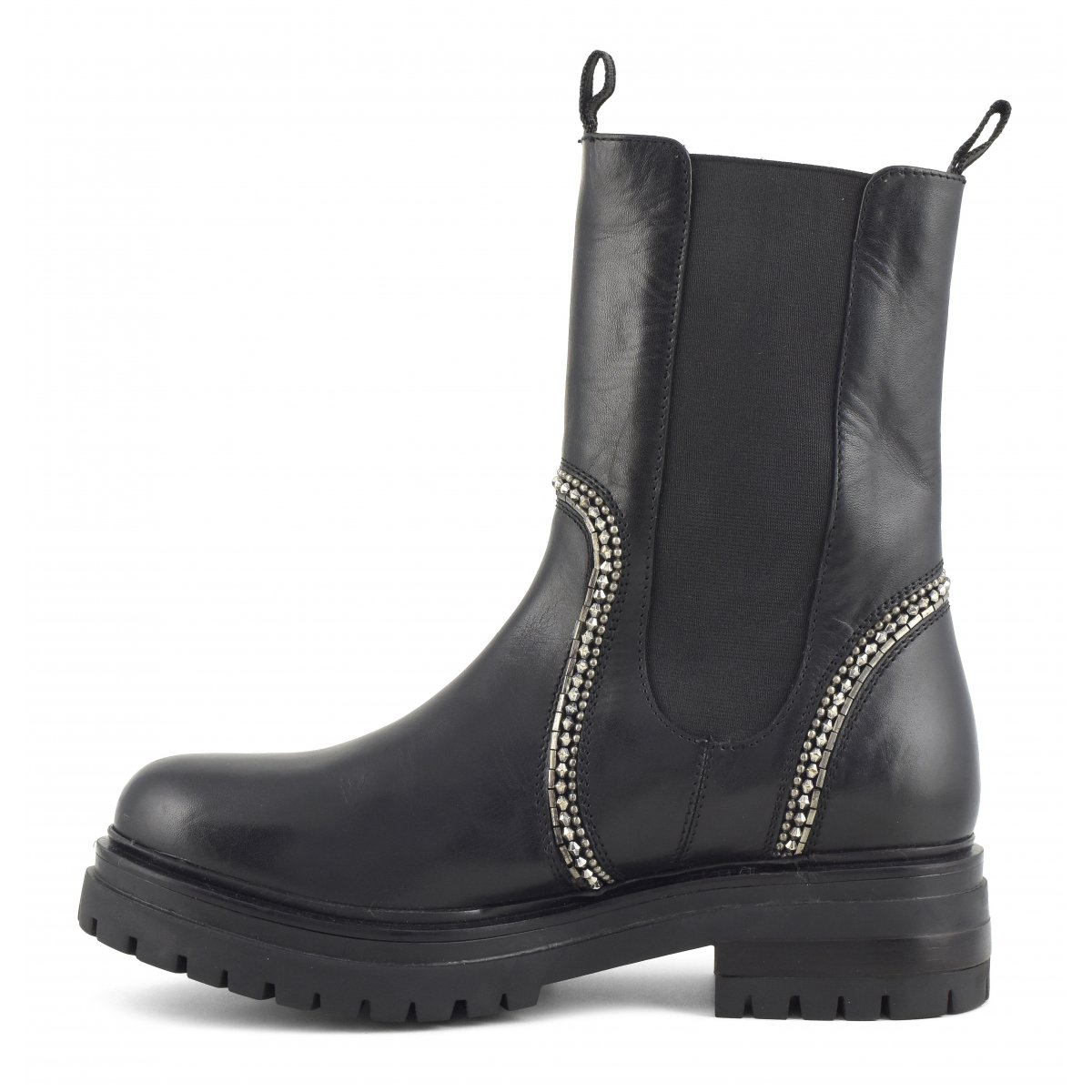 Biker Boot con elastico e ricamo bordi