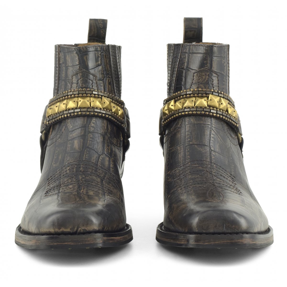 Stivaletto texano con ricamo sul cinturino