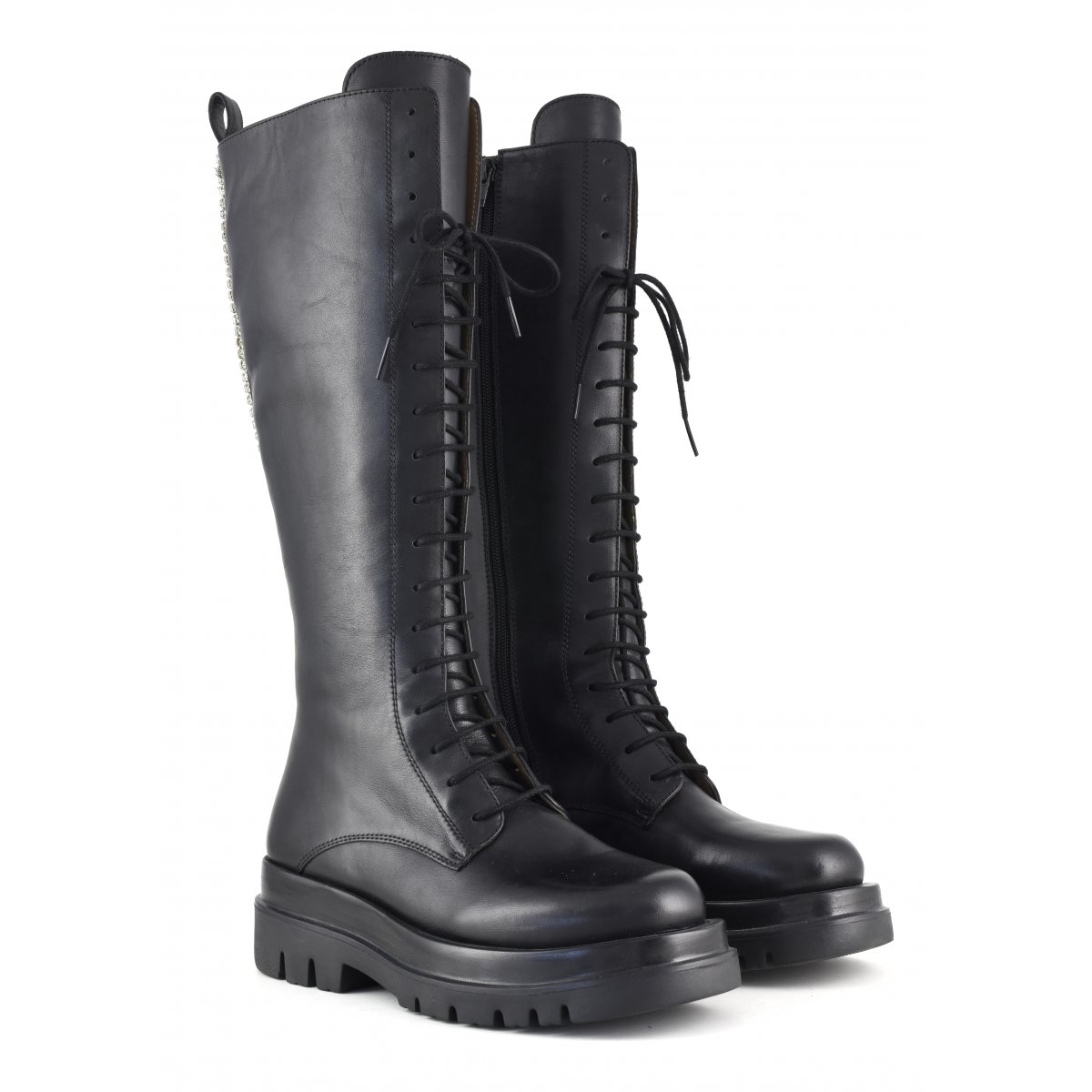 Anfibio extra long con ricamo posteriore e zip interna