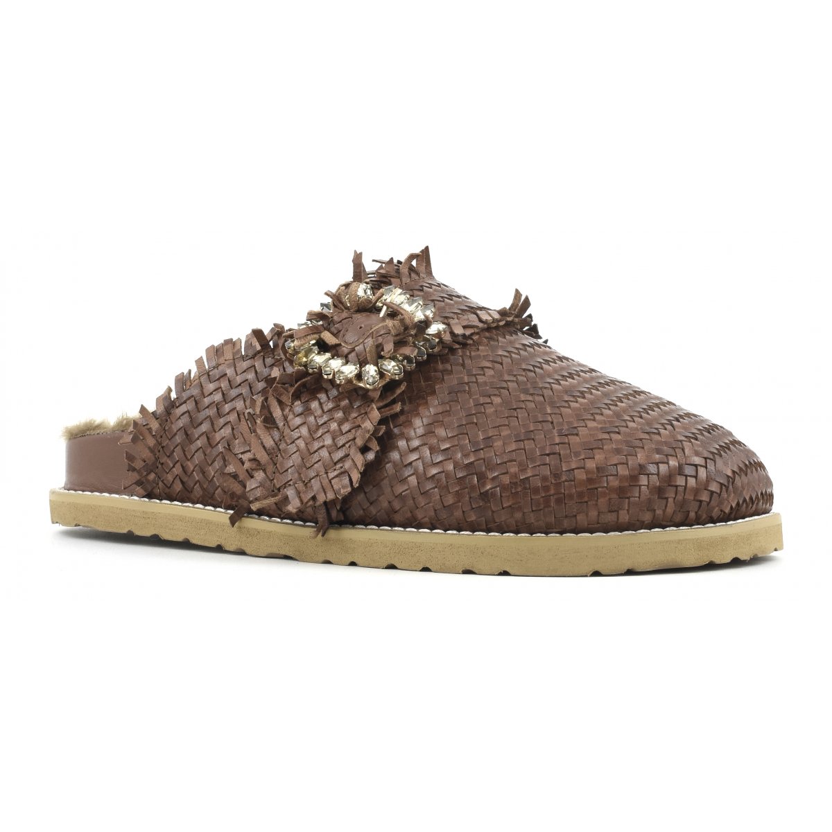 Slipper chiusa con fodera in pelliccia sintetica