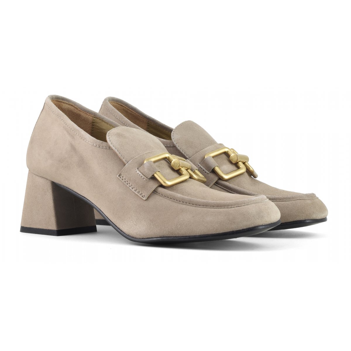 Mocassino con tacco in camoscio