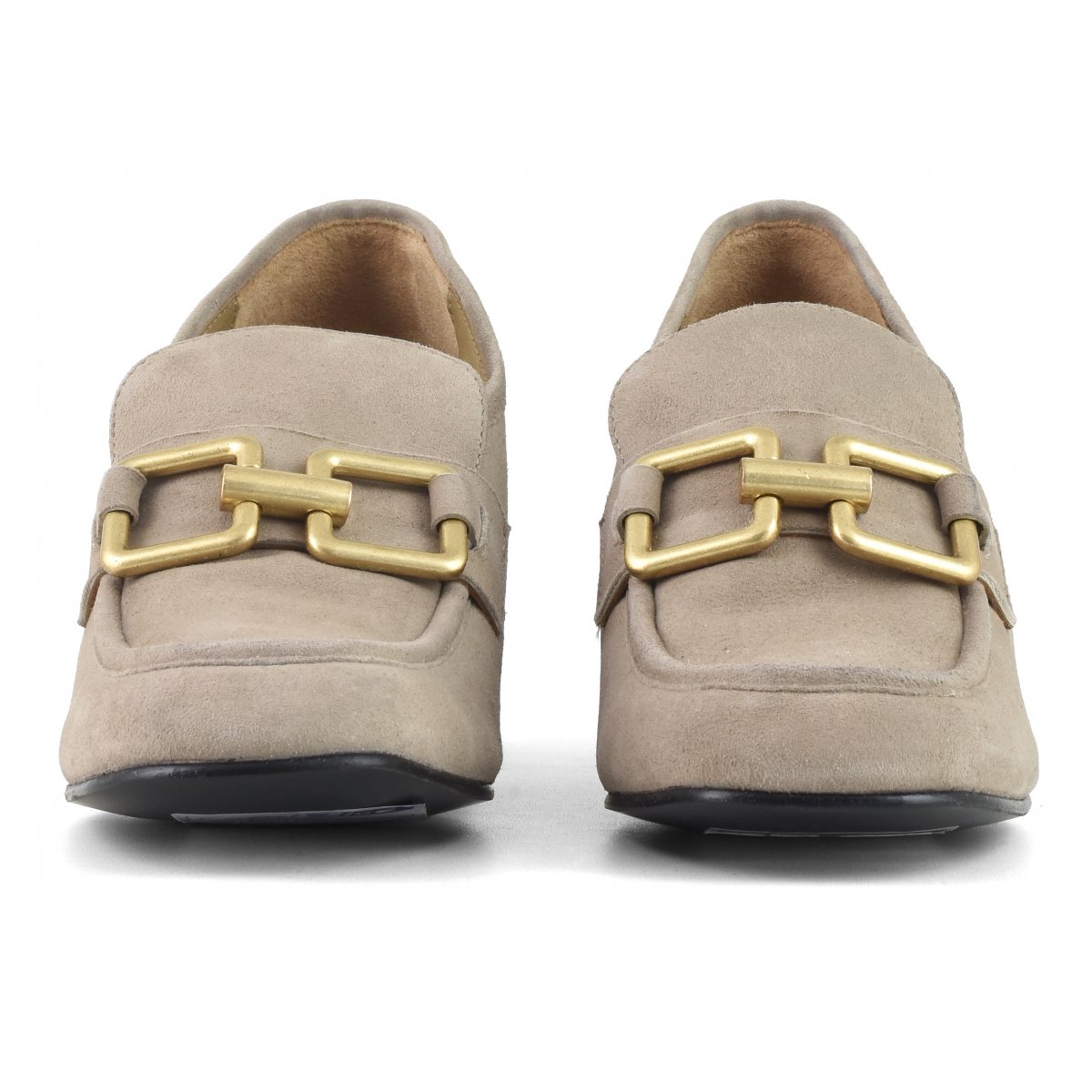 Mocassino con tacco in camoscio