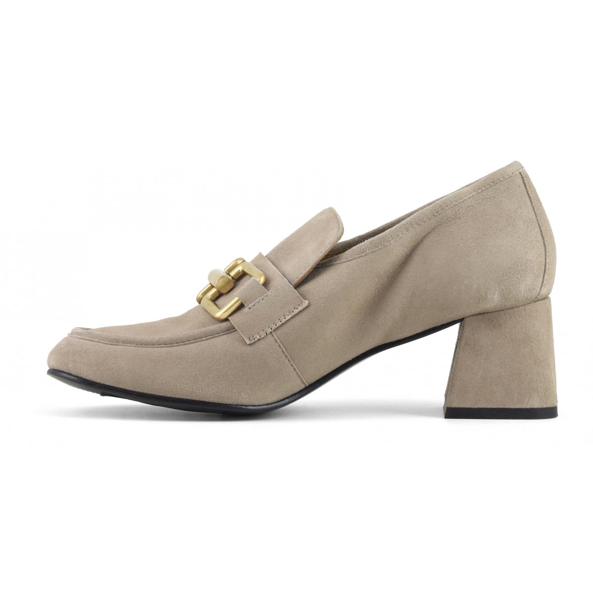 Mocassino con tacco in camoscio