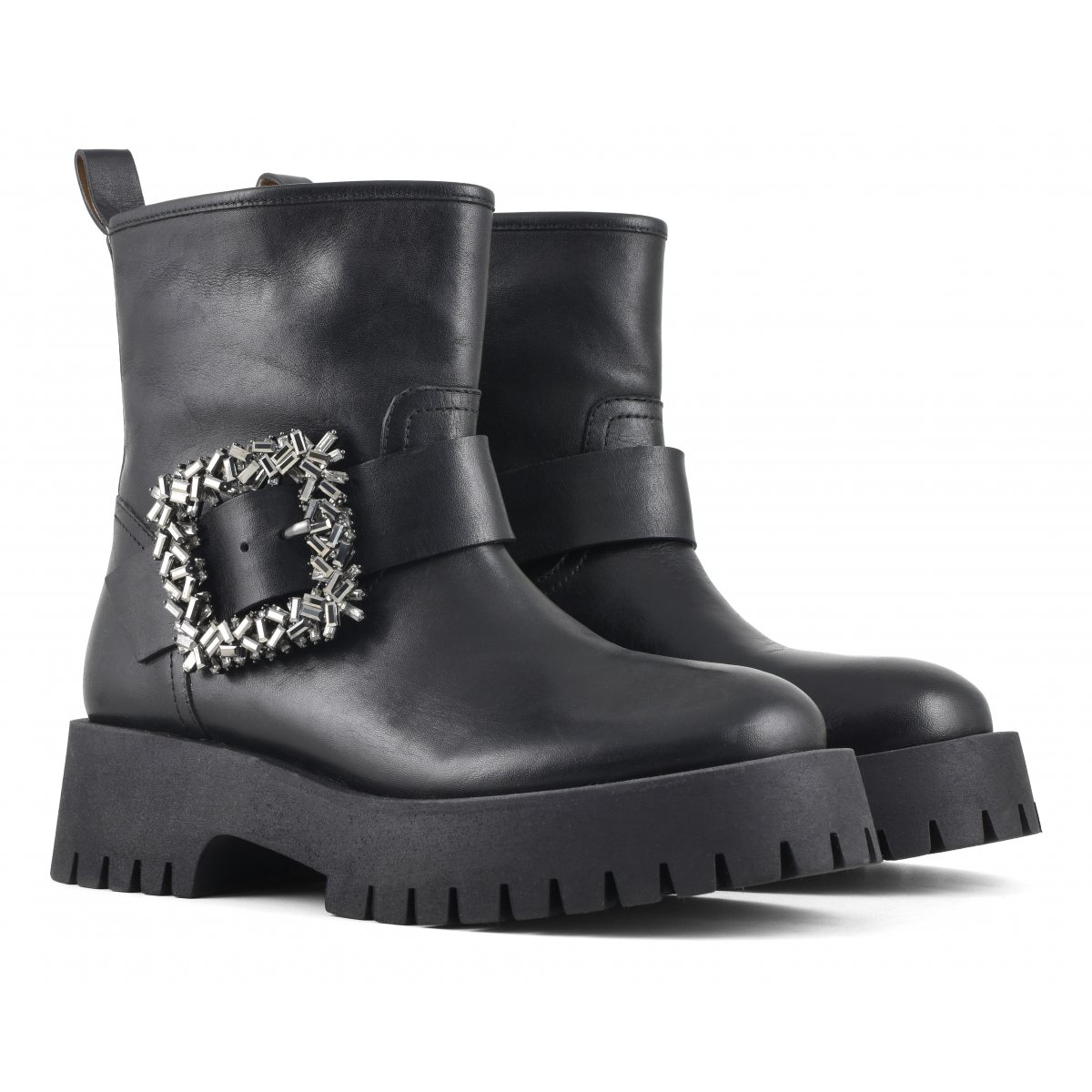 Biker boot con fibbia gioiello
