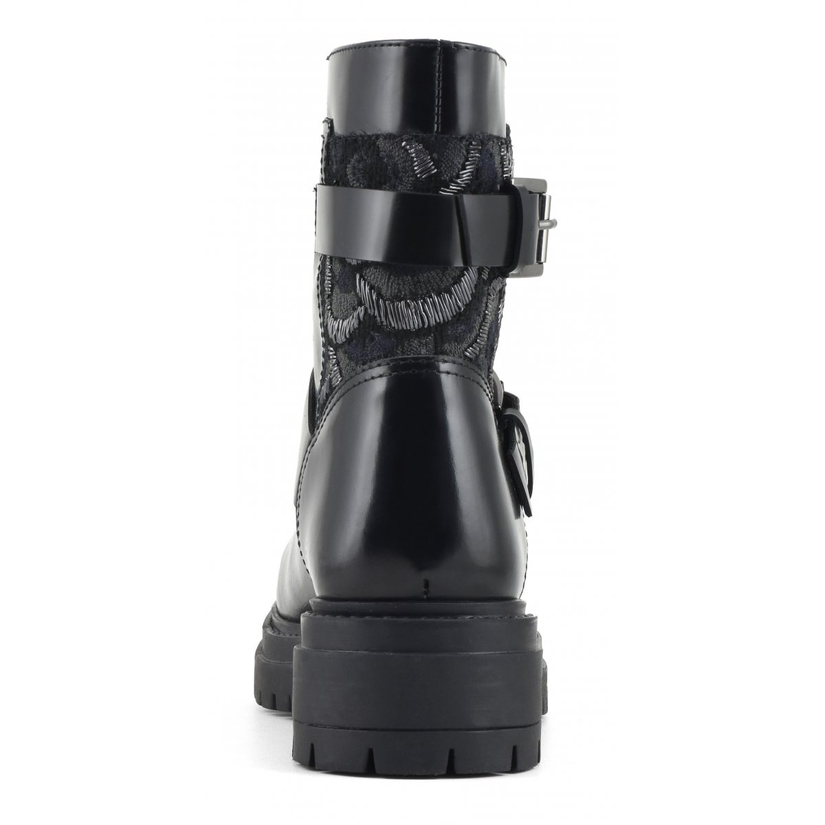Biker boot con cinturini e ricamo