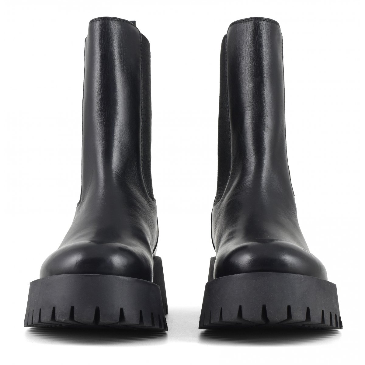 Stivale con elastico laterale e ricamo