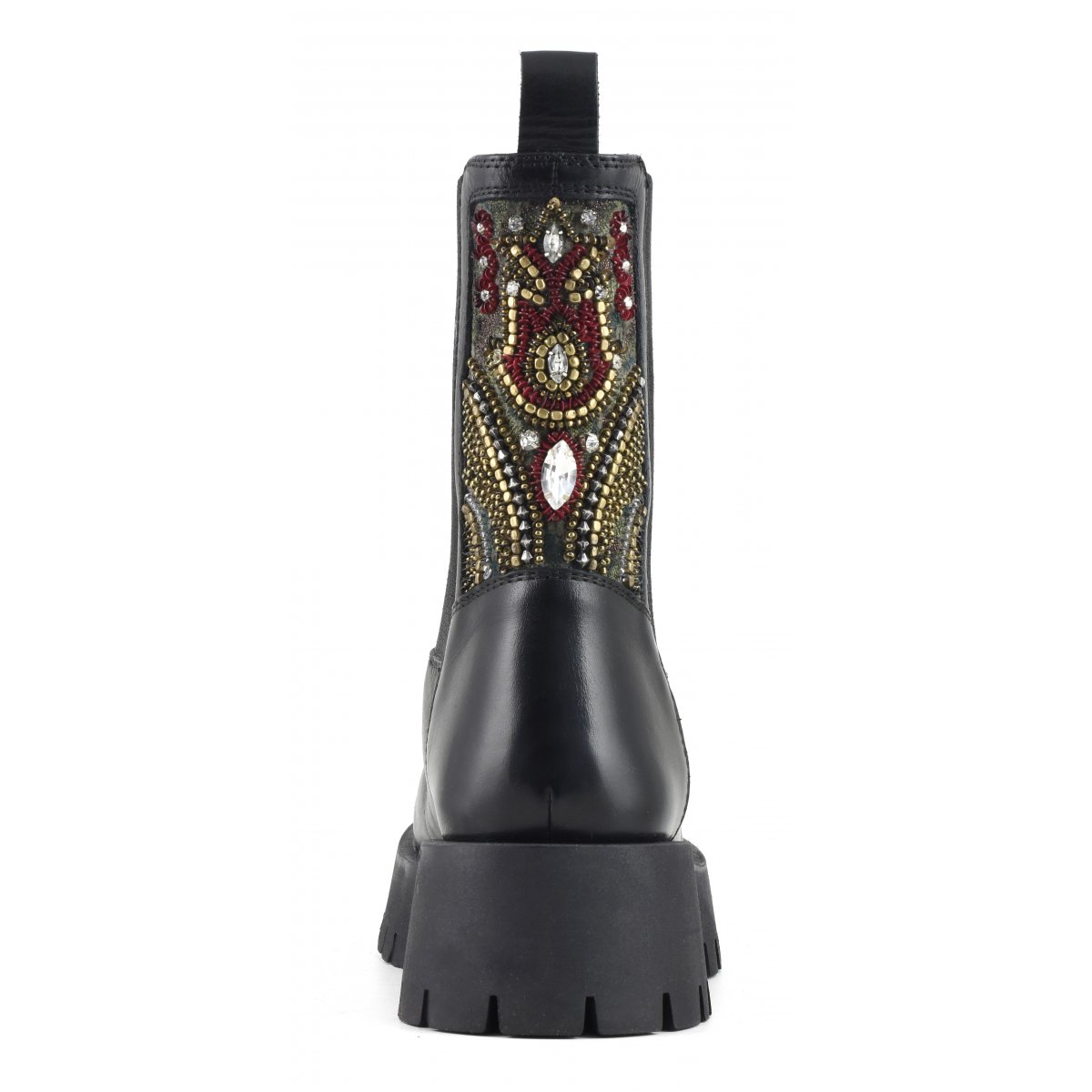 Stivale con elastico laterale e ricamo