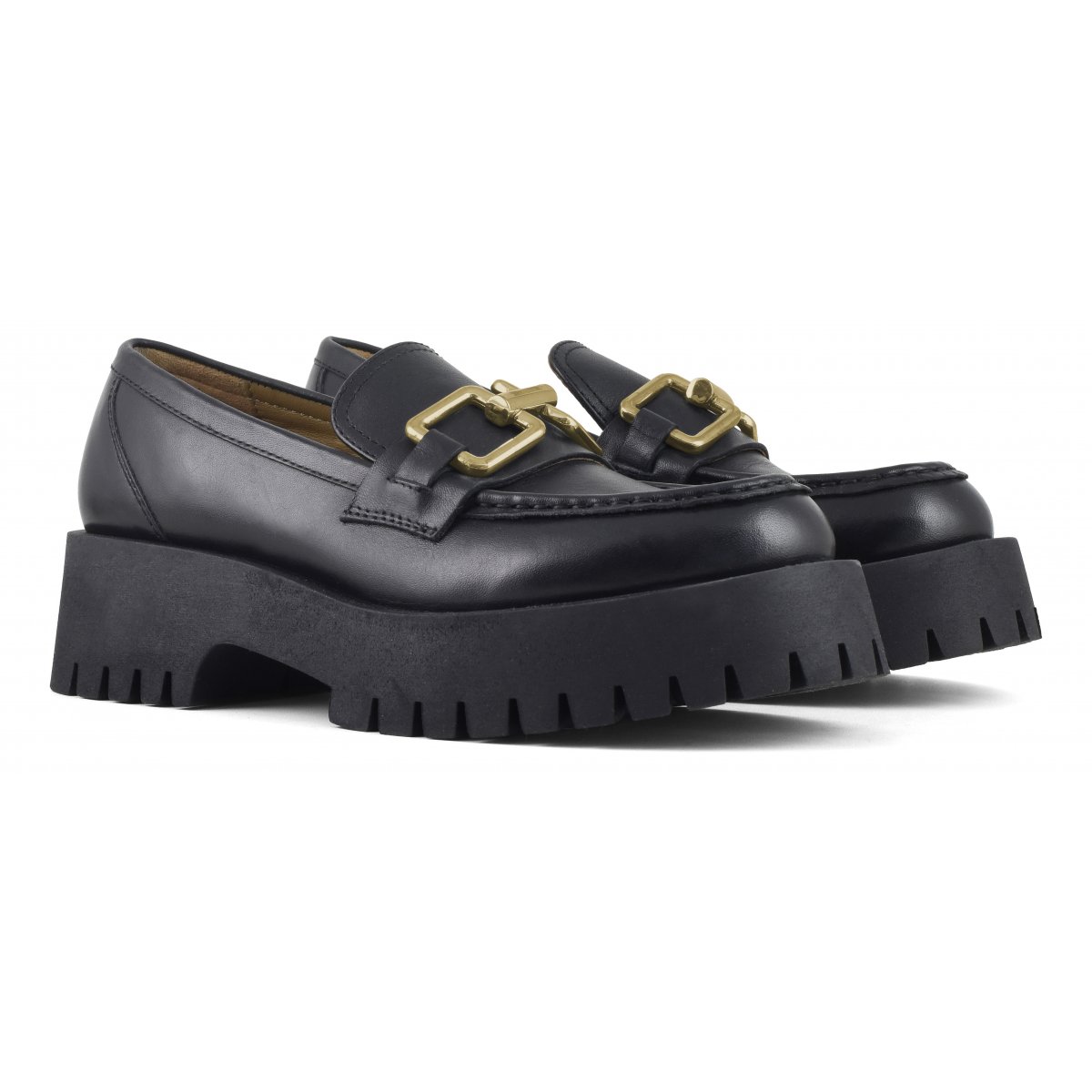 Mocassino in pelle con suola alta