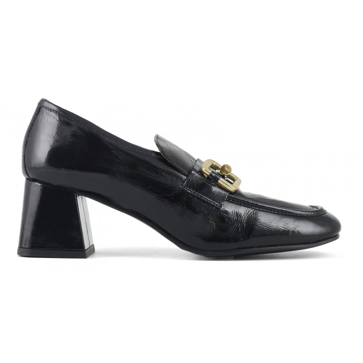 Mocassino con tacco in vernice