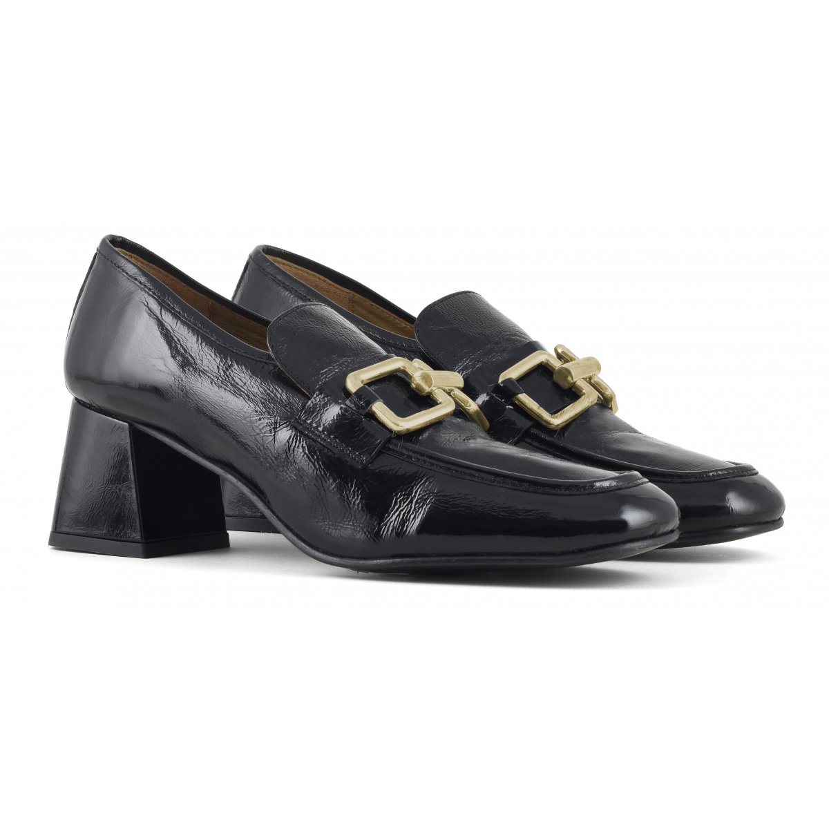 Mocassino con tacco in vernice