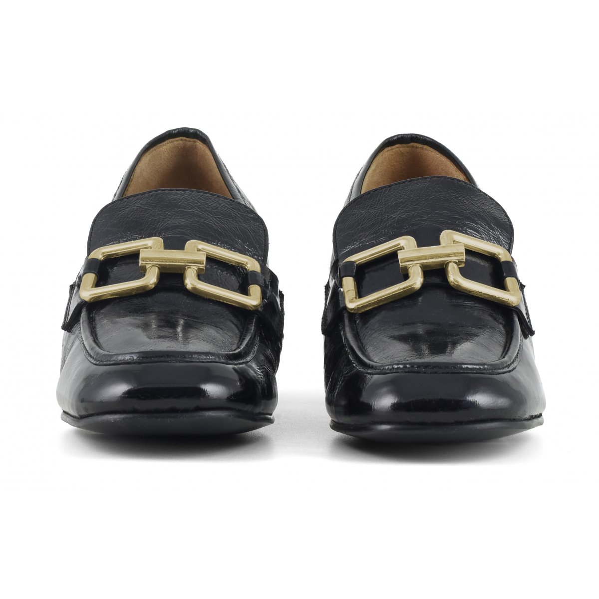 Mocassino con tacco in vernice