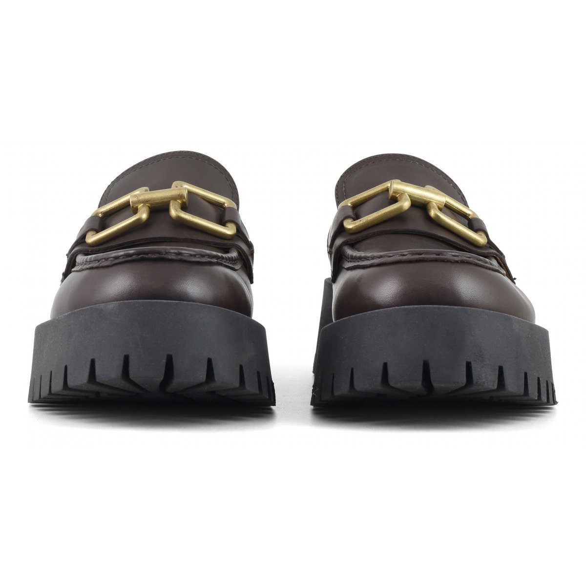 Mocassino in pelle con suola alta