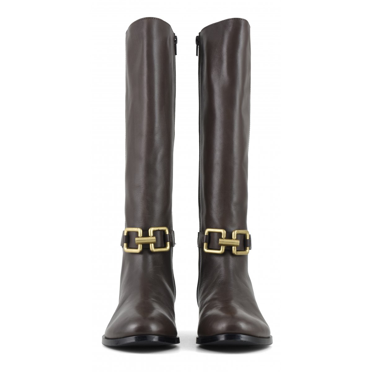 Stivali in pelle con morsetto in metallo