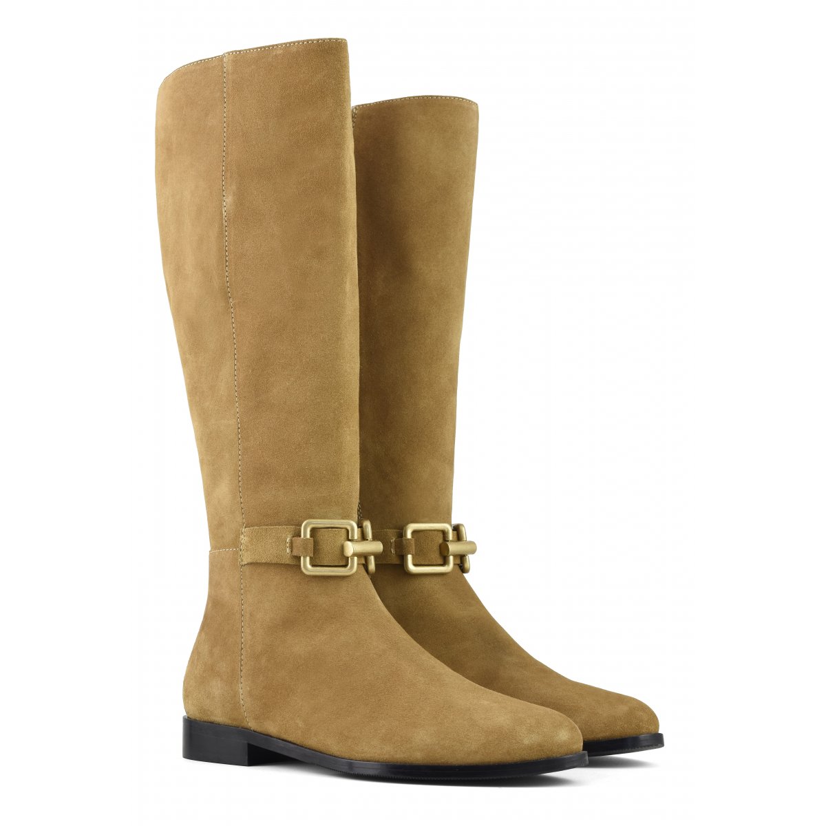 Stivali in camoscio con morsetto in metallo