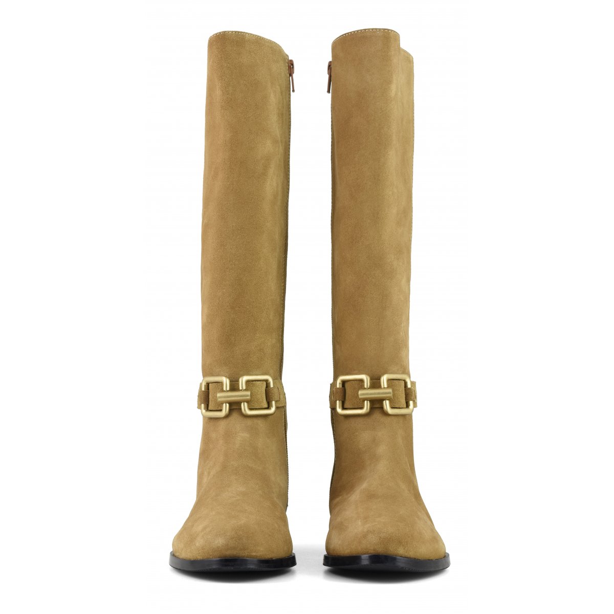 Stivali in camoscio con morsetto in metallo