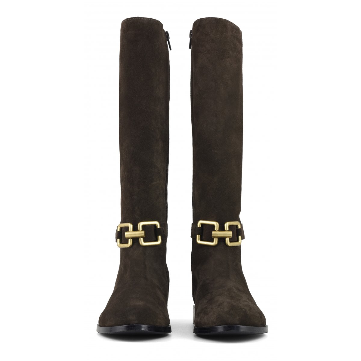 Stivali in camoscio con morsetto in metallo