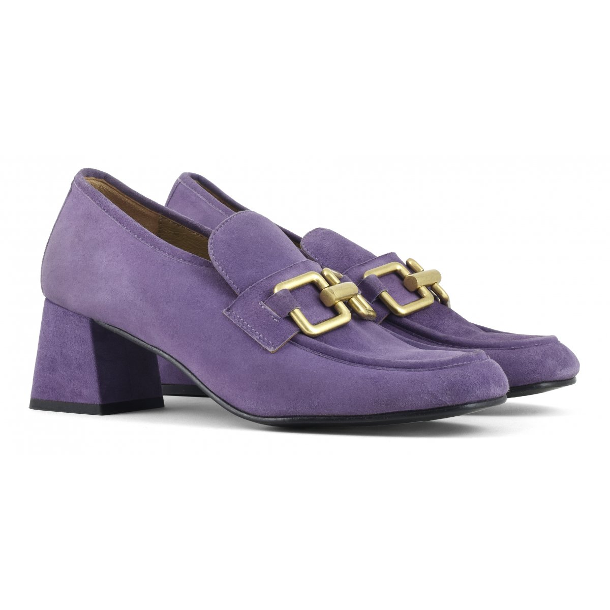 Mocassino con tacco in camoscio