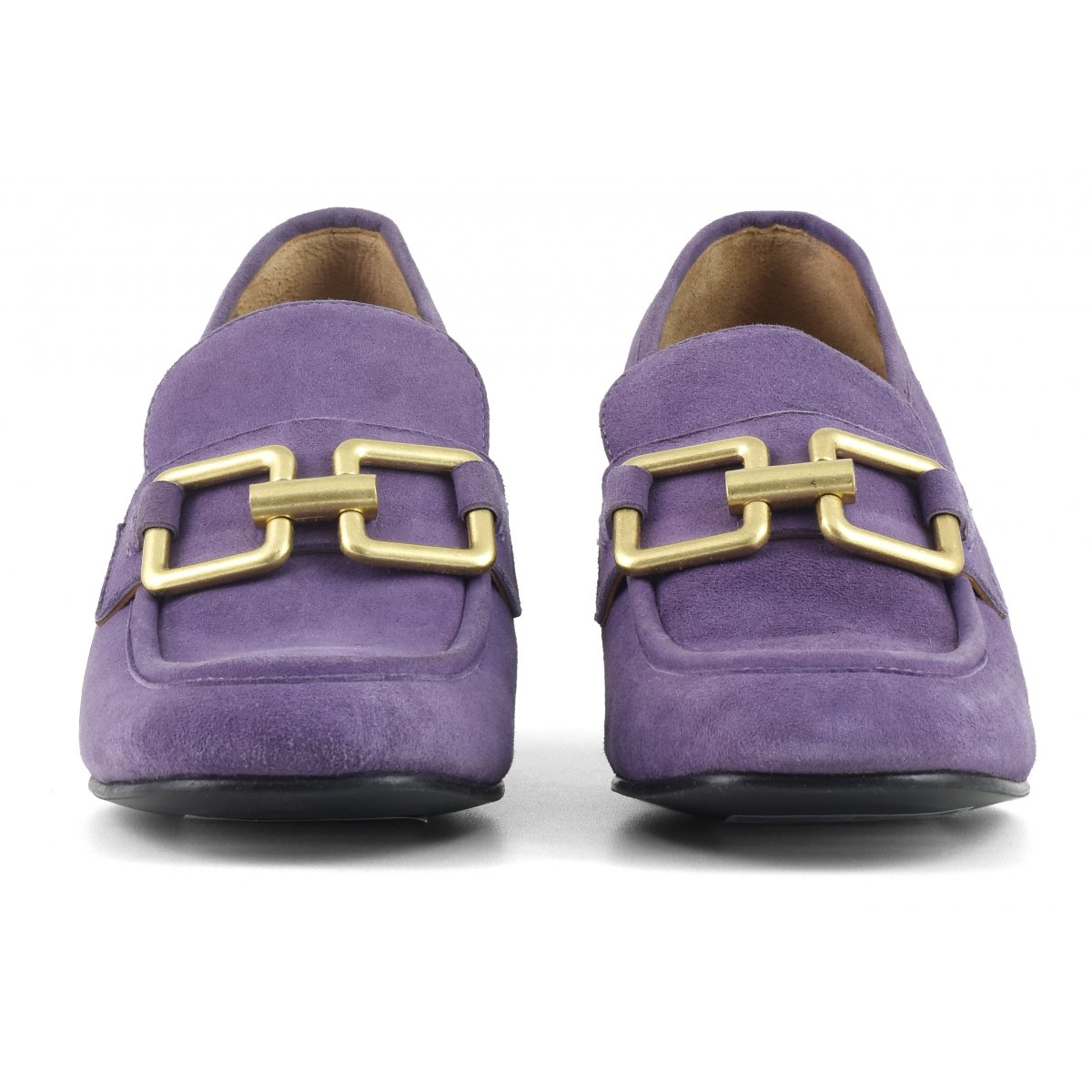 Mocassino con tacco in camoscio