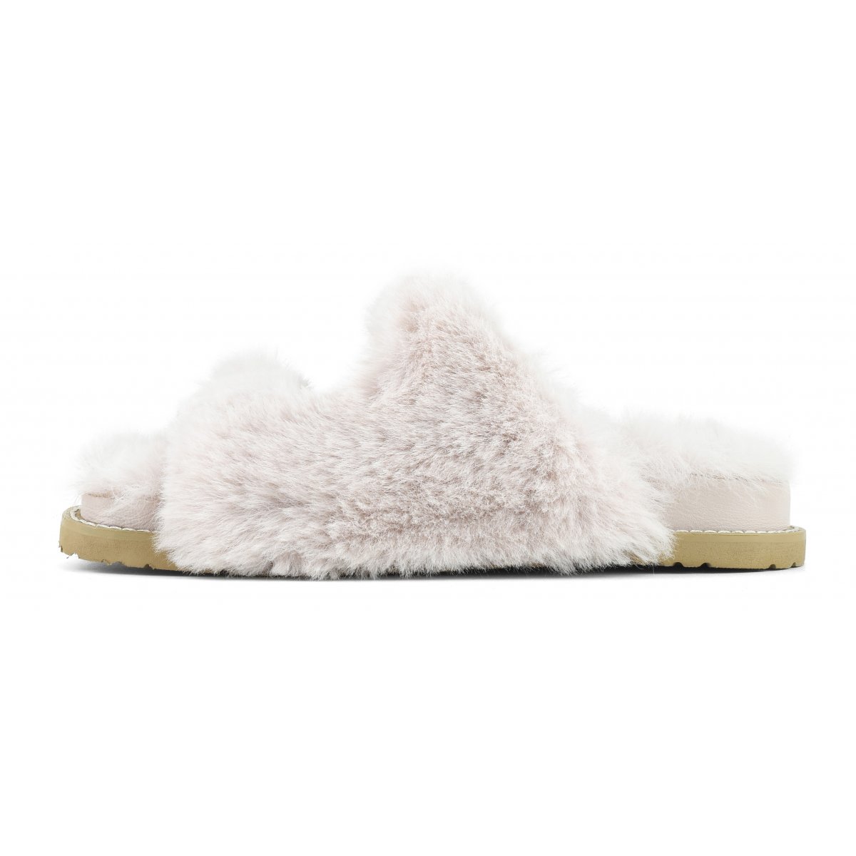 Slipper fibbia gioiello in pelliccia sintetica