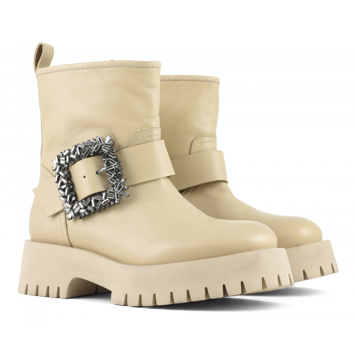 Biker boot con fibbia gioiello