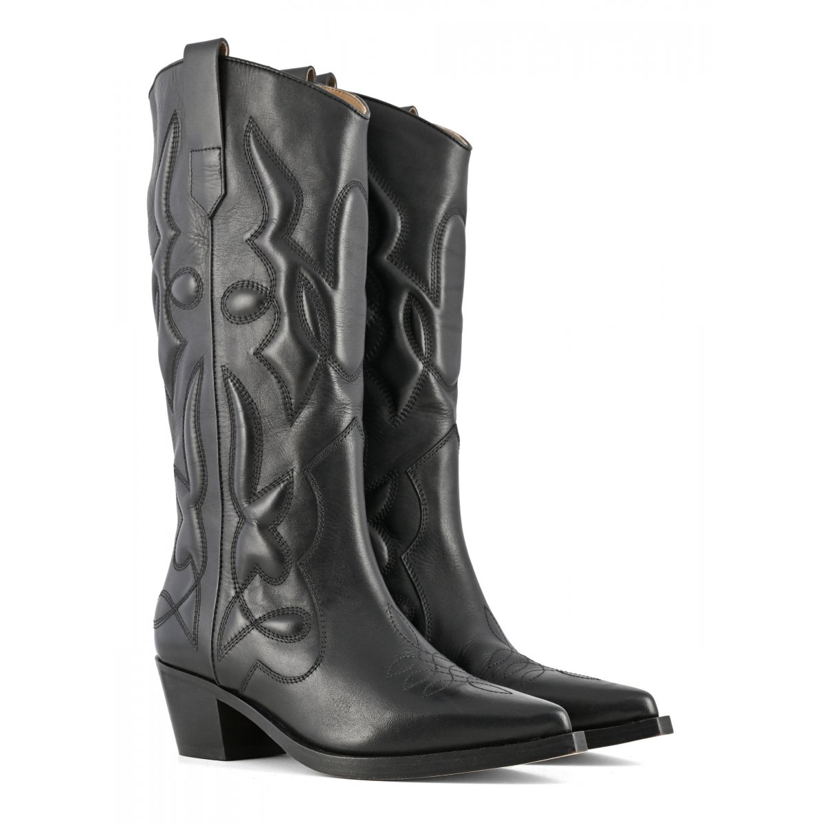 Stivale texano altezza media con disegno in rilievo