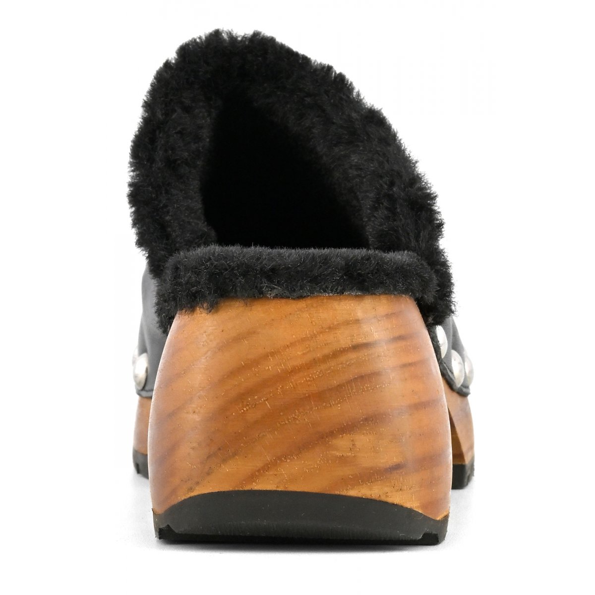 Zoccolo in pelle con fodera in pelo