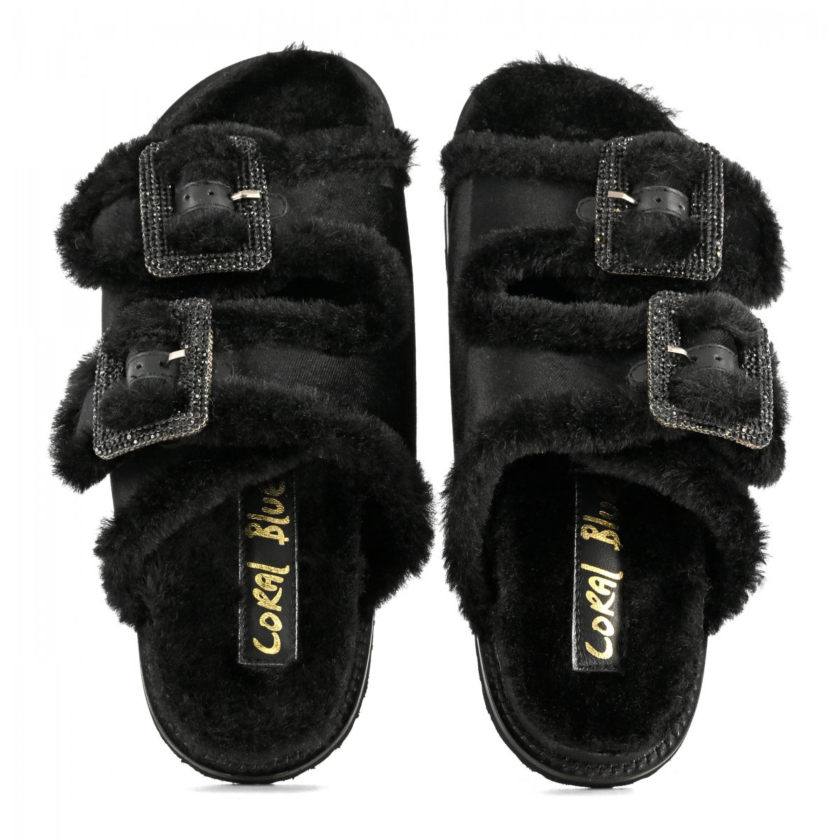 Sandalo in velluto con fibbie gioiello