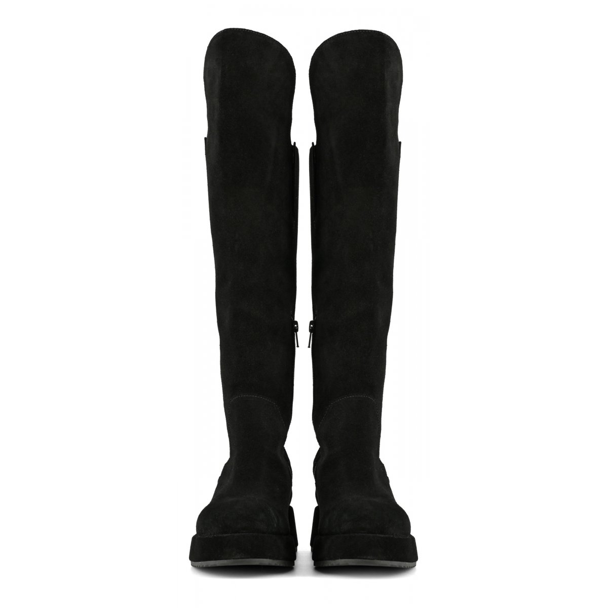 Stivale al ginocchio in pelle scamosciata con zeppa