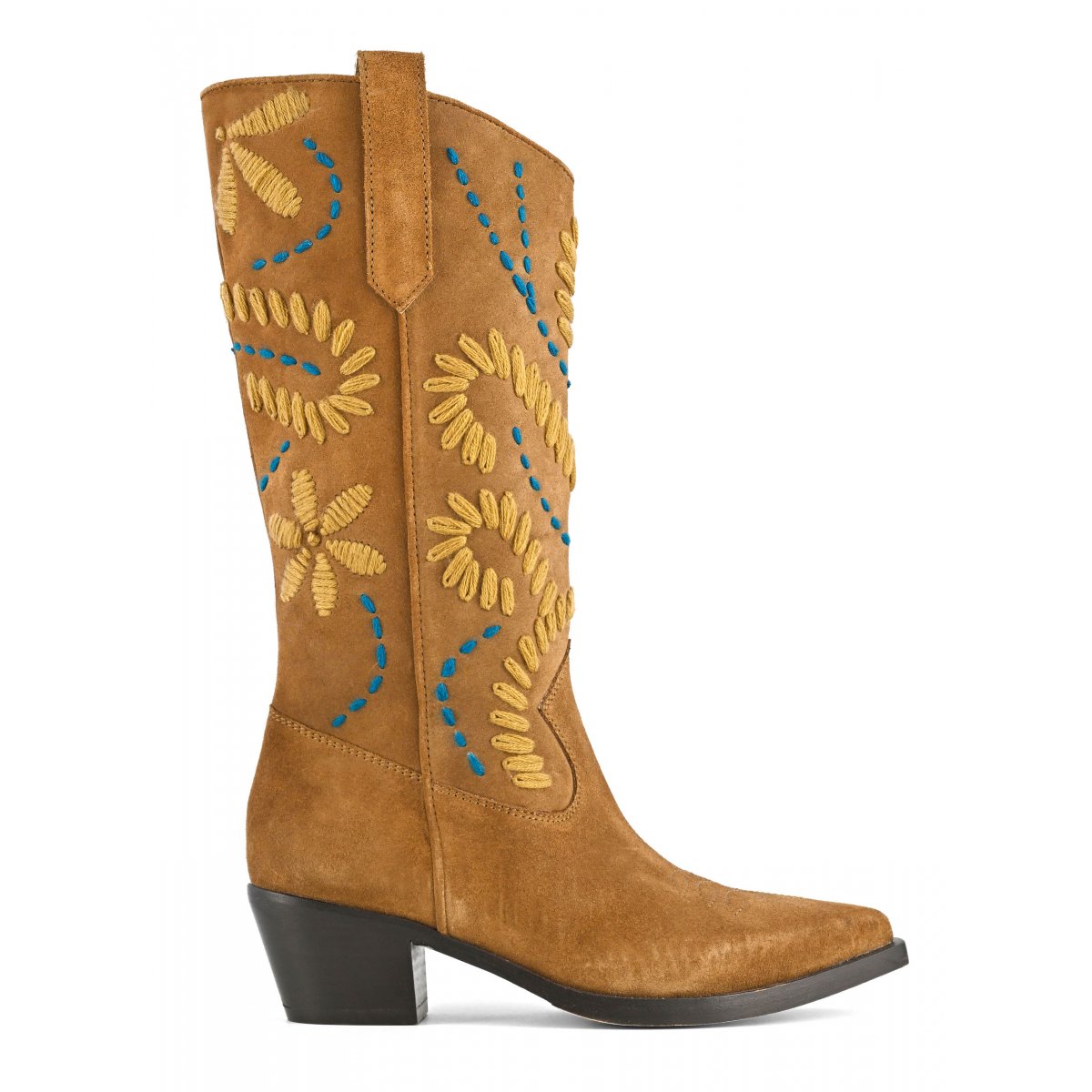 Stivale texano altezza media con ricami