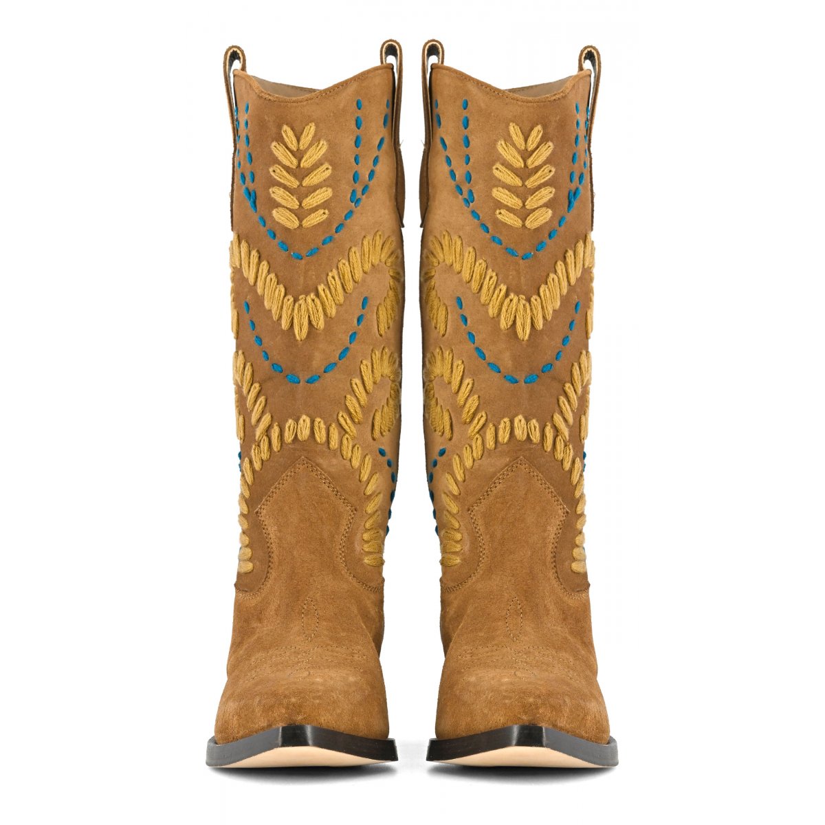 Stivale texano altezza media con ricami