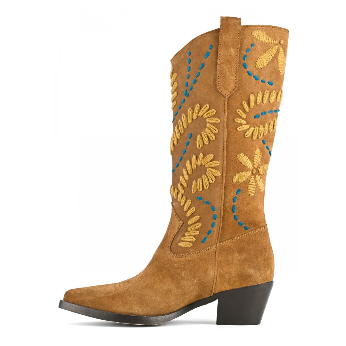 Stivale texano altezza media con ricami