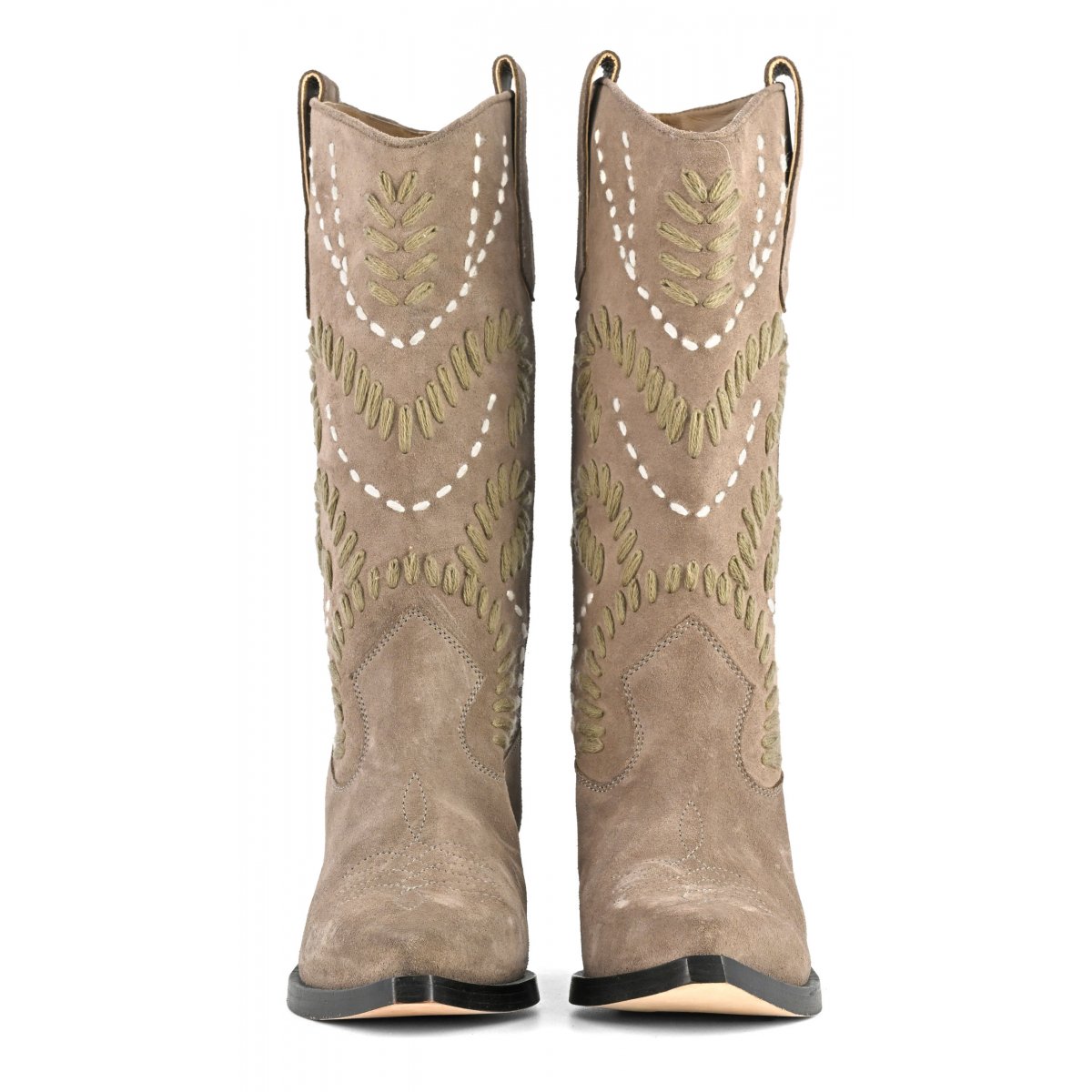 Stivale texano altezza media con ricami