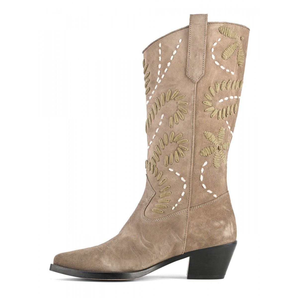 Stivale texano altezza media con ricami