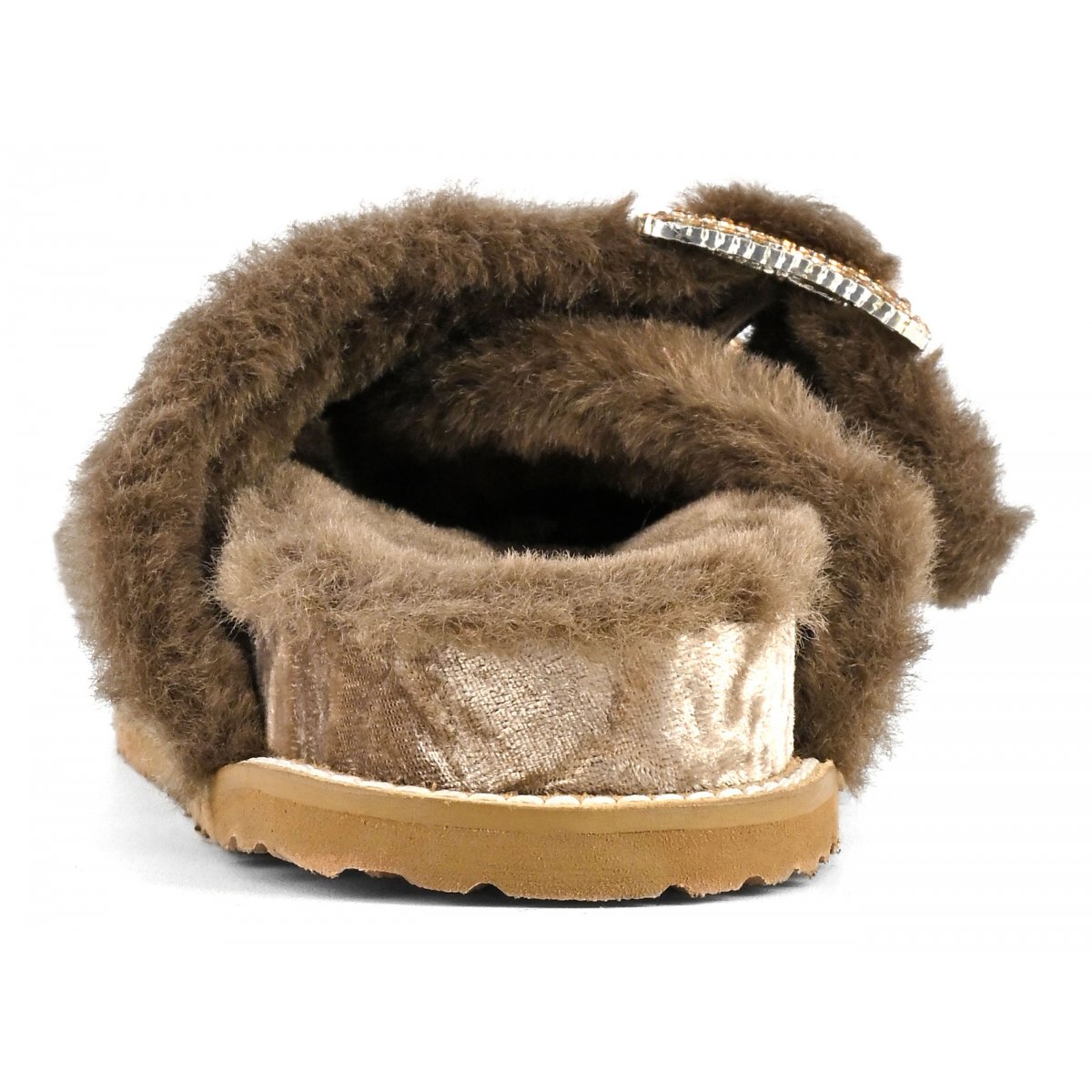 Sandalo in velluto con fibbie gioiello