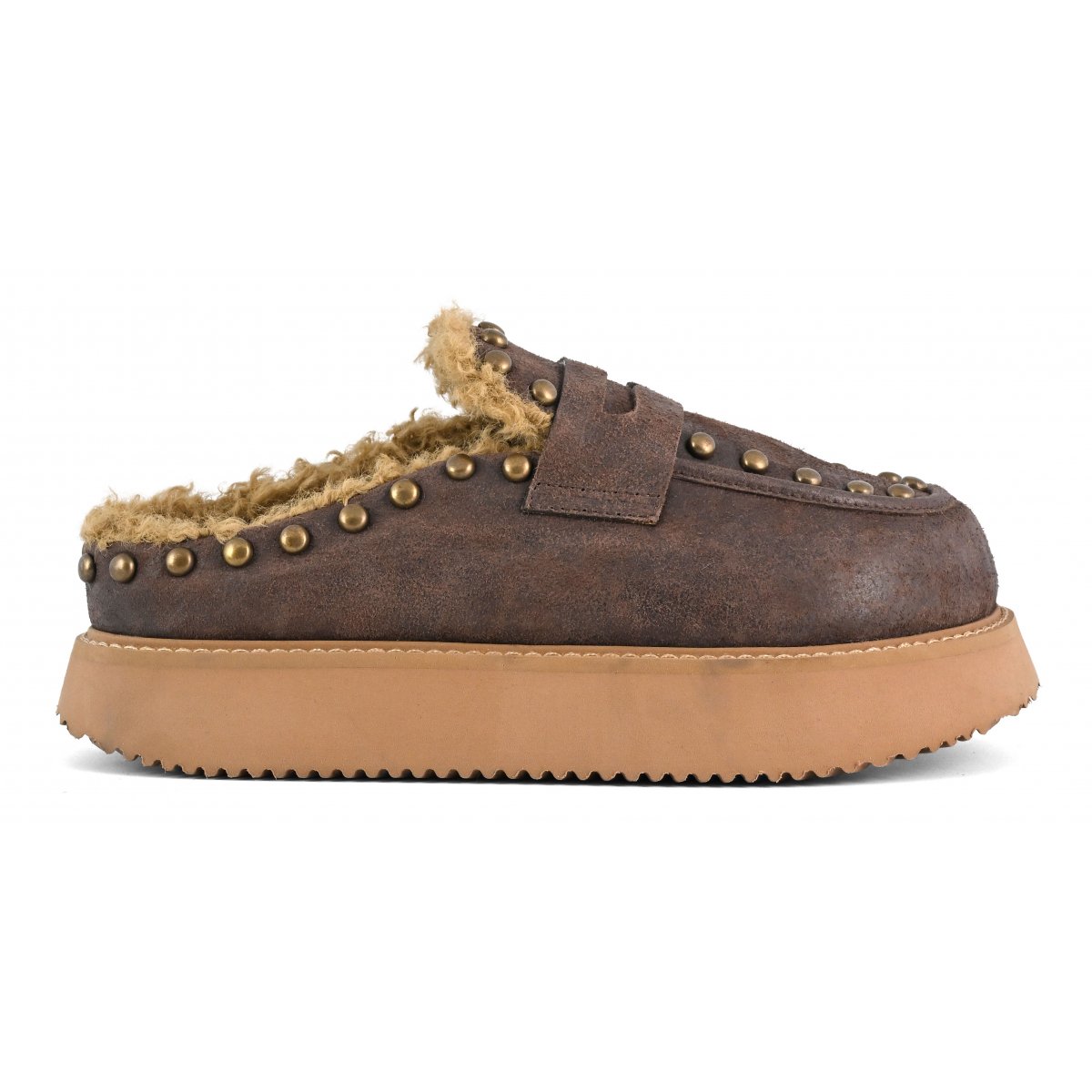 Sabot su suola platform pelle vintage