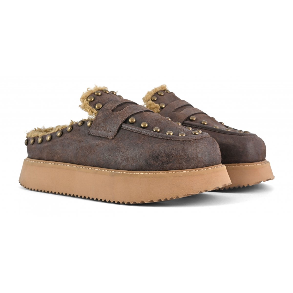 Sabot su suola platform pelle vintage