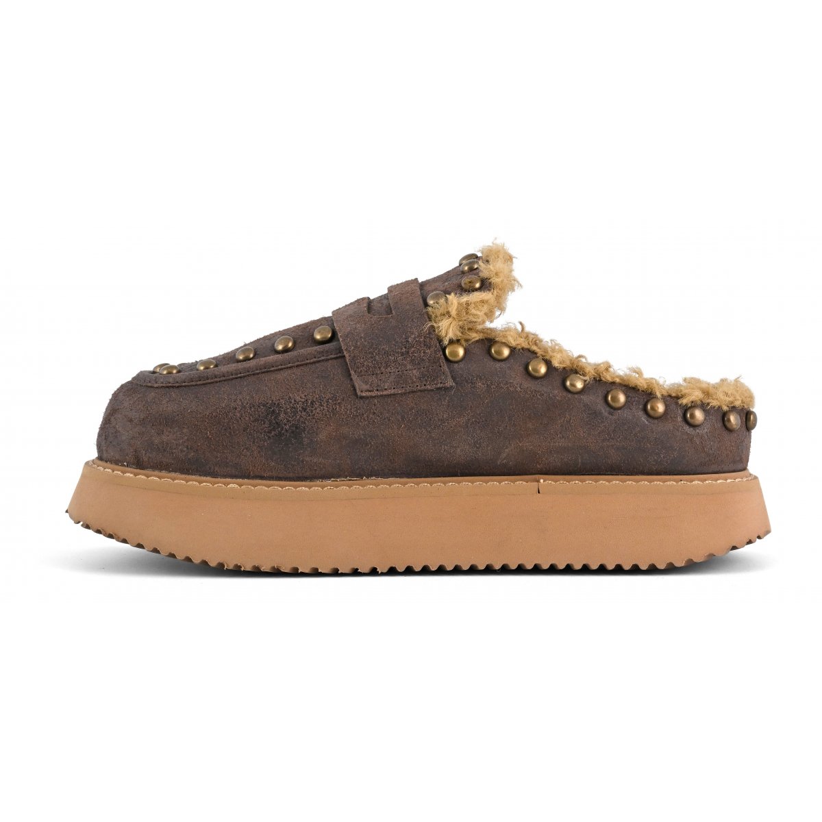 Sabot su suola platform pelle vintage