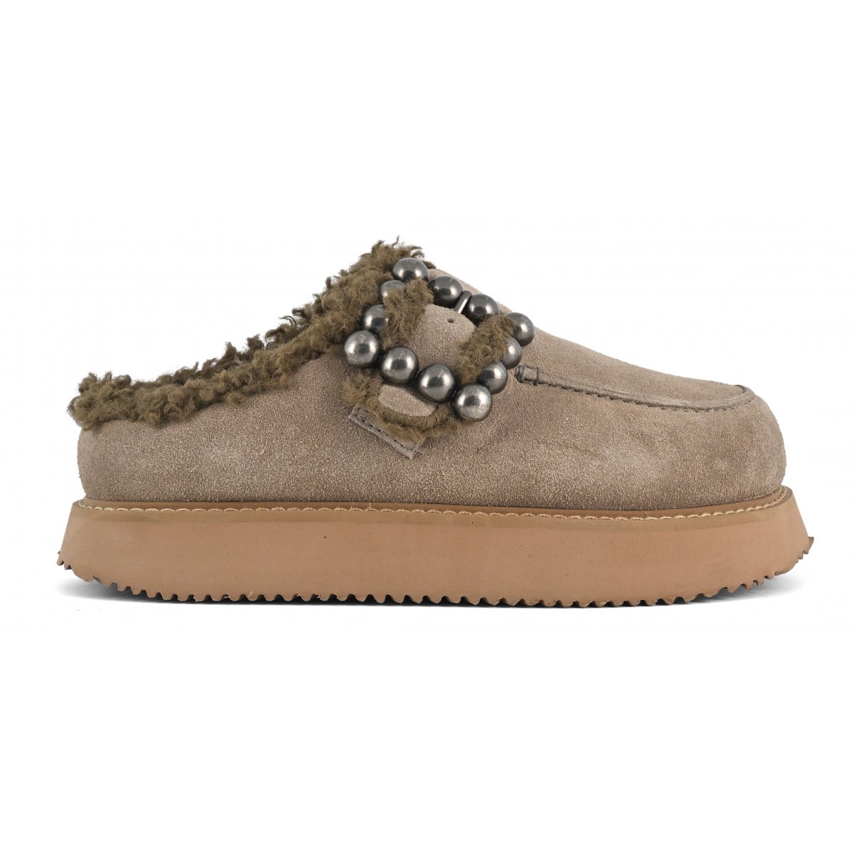 Sabot su suola platform fibbia maxi