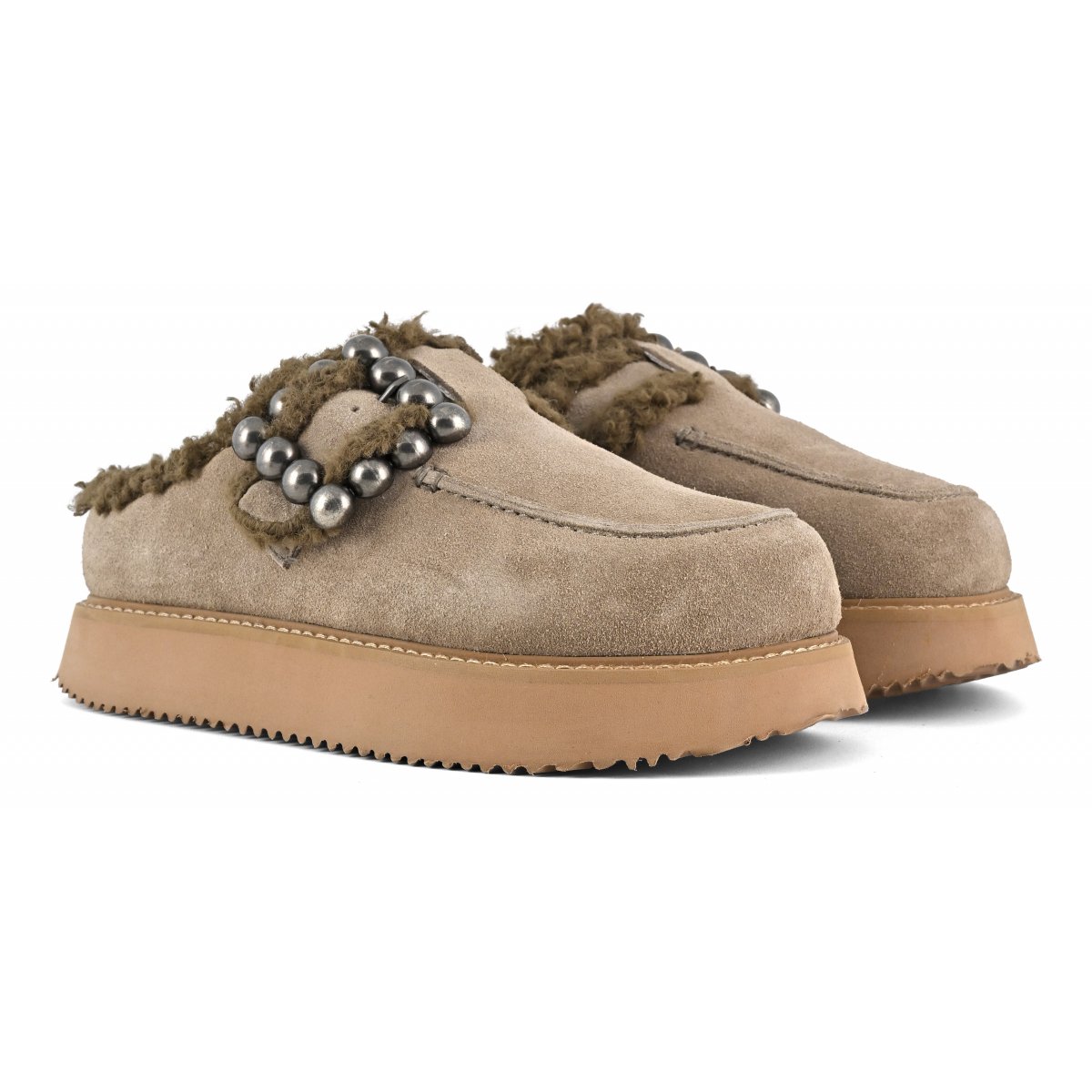 Sabot su suola platform fibbia maxi