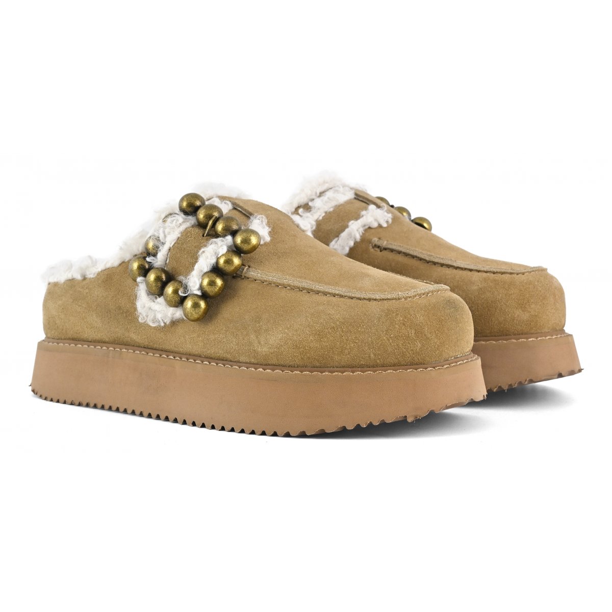 Sabot su suola platform fibbia maxi