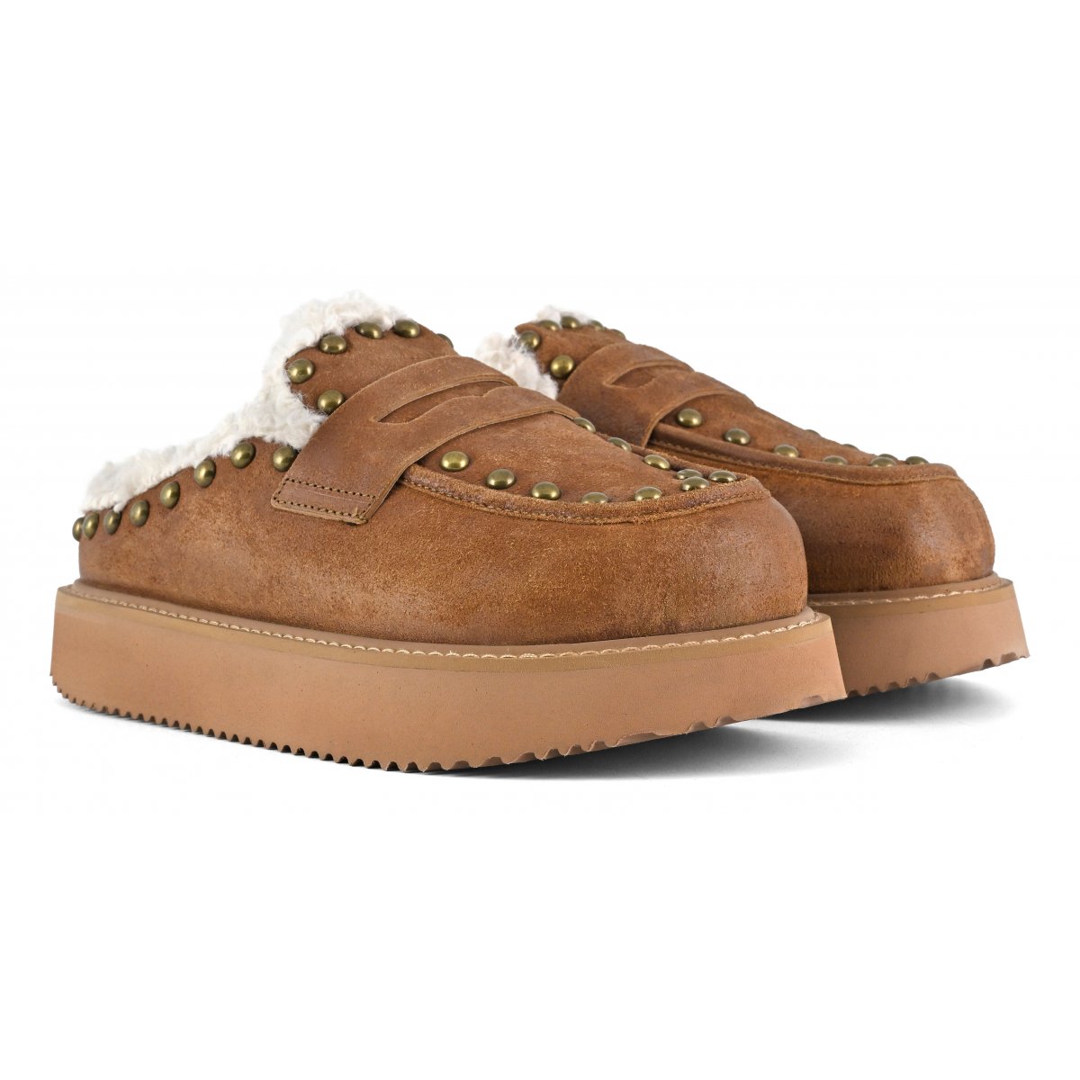 Sabot su suola platform pelle vintage