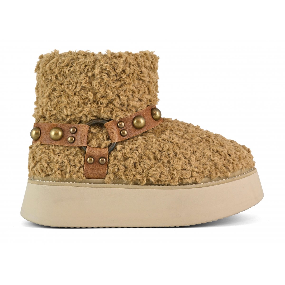 Stivale su suola platform in pelo teddy