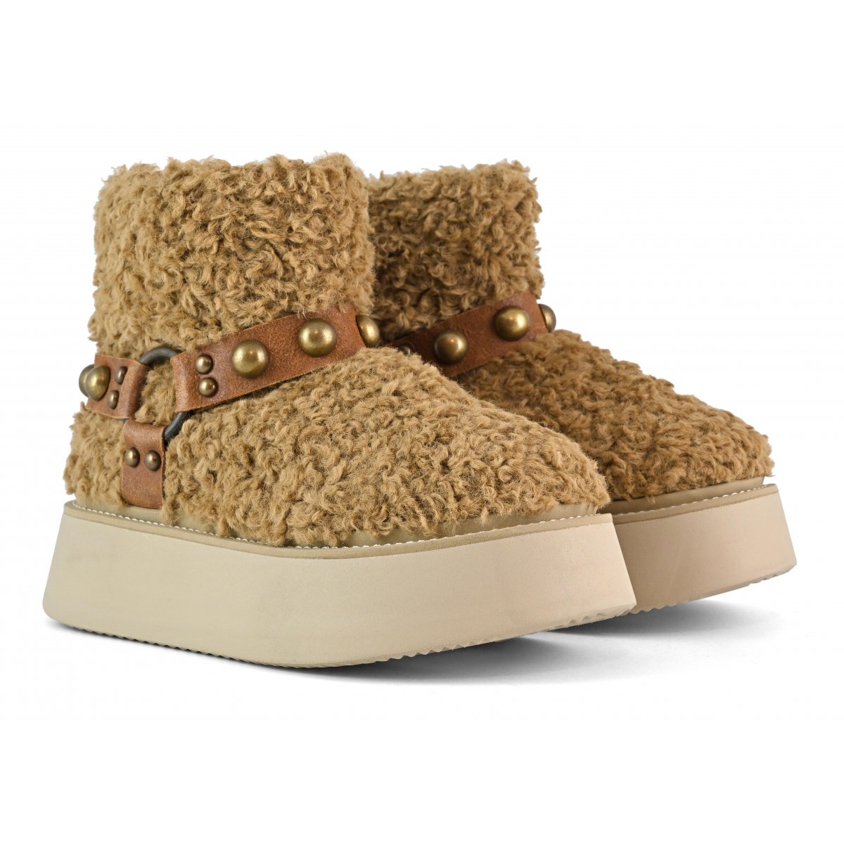 Stivale su suola platform in pelo teddy